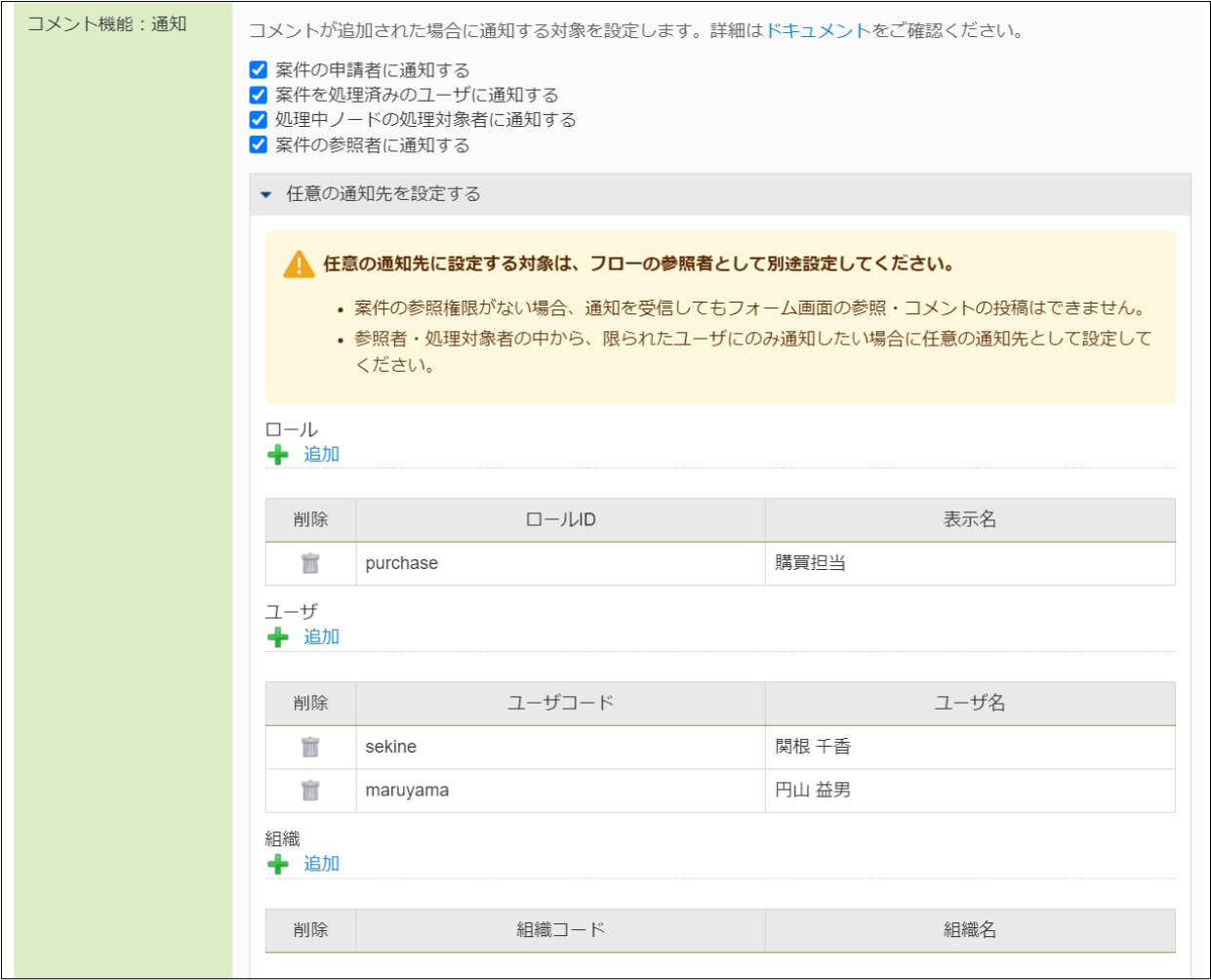 任意の通知先を設定する