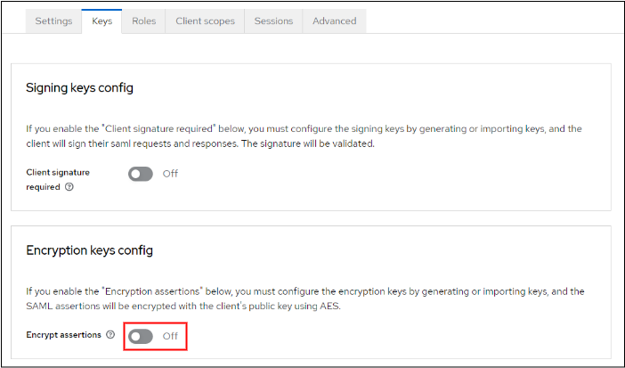 Key - Encryption keys config