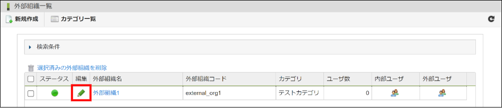 外部組織の編集