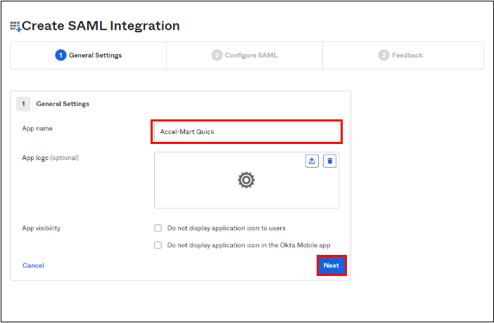 Create SAML Integration - General Settings