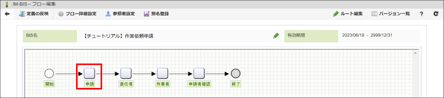 申請ノードへのフォームの設定